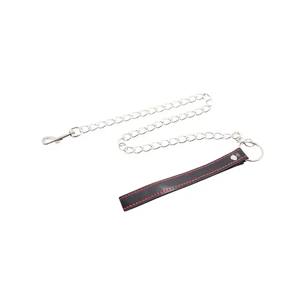 Plesur PVC Leash - Black w/Red - Bondage Blindfolds & Restraints