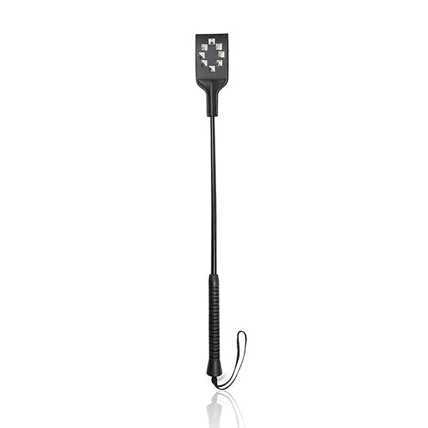 Plesur XO Studded PVC Crop - Black - Bondage Blindfolds & Restraints