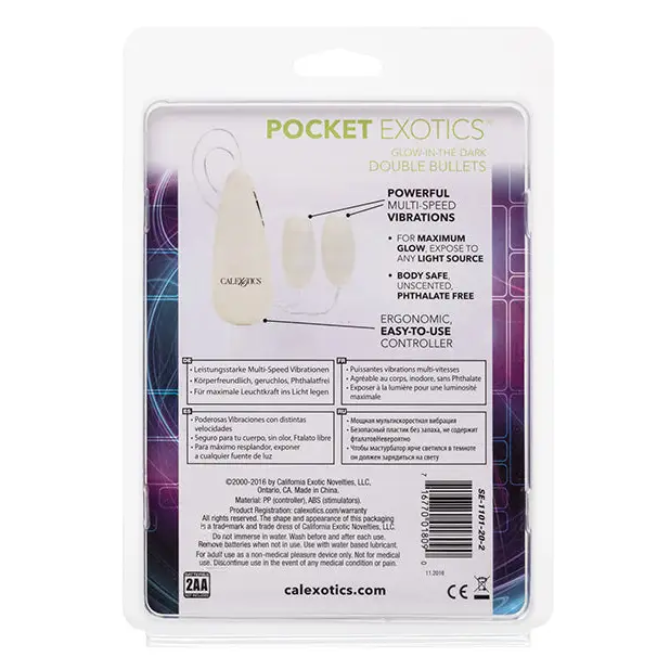 Pocket Exotics Glow In The Dark Double Bullets - Stimulators