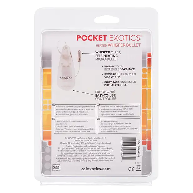 Pocket Exotics Heated Whisper Bullet - Silver - Stimulators