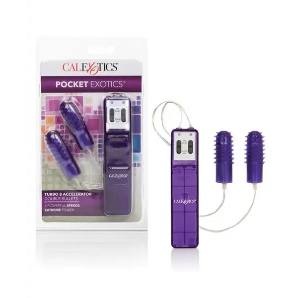 Pocket Exotics Turbo 8 Accelerator Double Bullets - Purple - Stimulators