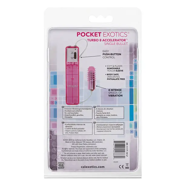Pocket Exotics Turbo 8 Accelerator Single Bullet - Pink - Stimulators