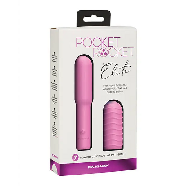 Pocket Rocket Elite Rechargeable w/Removable Sleeve - Pink - Stimulators