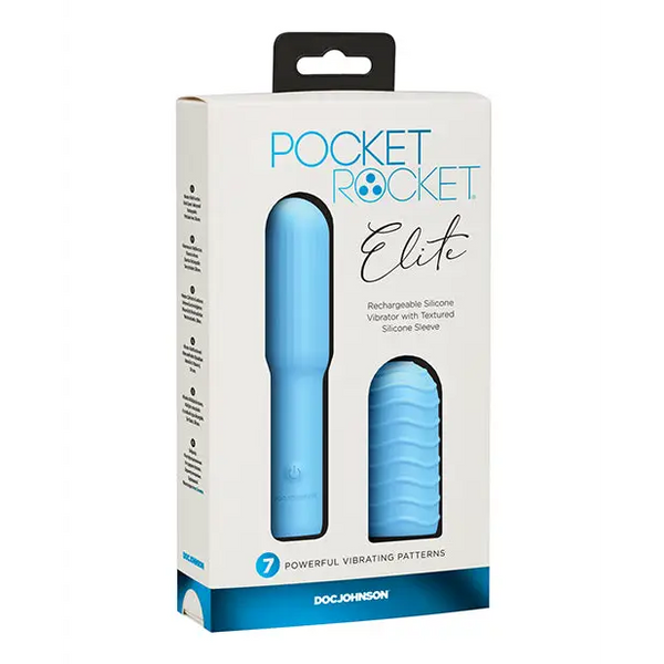 Pocket Rocket Elite Rechargeable w/Removable Sleeve - Sky Blue - Stimulators