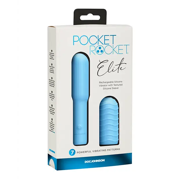 Pocket Rocket Elite Rechargeable w/Removable Sleeve - Sky Blue - Stimulators