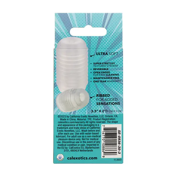 Pop Sock Ribbed Masturbator - Clear - Dolls & Masturbators
