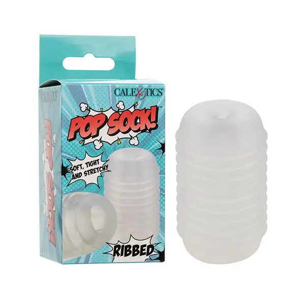 Pop Sock Ribbed Masturbator - Clear - Dolls & Masturbators