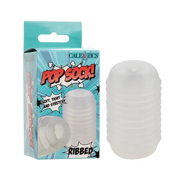 Pop Sock Ribbed Masturbator - Clear - Dolls & Masturbators
