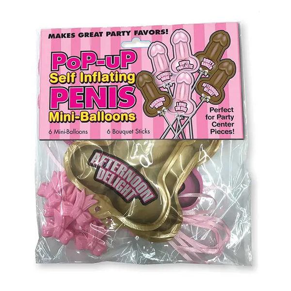 Pop Up Self Inflating Penis Mini Balloons - Pack of 6 - Bachelorette & Party Supplies