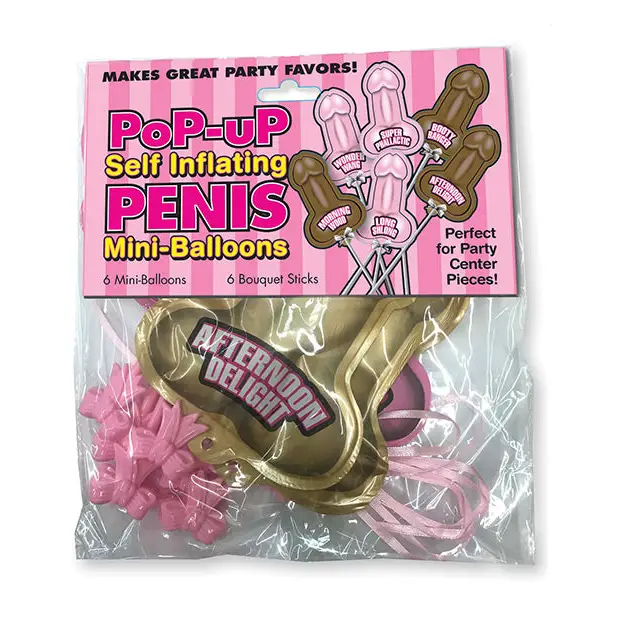 Pop Up Self Inflating Penis Mini Balloons - Pack of 6 - Bachelorette & Party Supplies