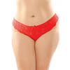 Poppy Crotchless Floral Lace Panty Red QN - Lingerie - Plus/Queen - Hanging
