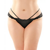 Posey Strappy Lace & Microfiber Crotchless Panty Black QN - Lingerie - Plus/Queen - Hanging