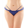Posey Strappy Lace & Microfiber Crotchless Panty Navy QN - Lingerie - Plus/Queen - Hanging