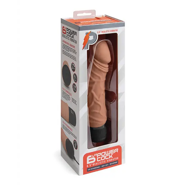 Powercocks 6.5’’ Realistic Vibrator - Mocha - Vibrators