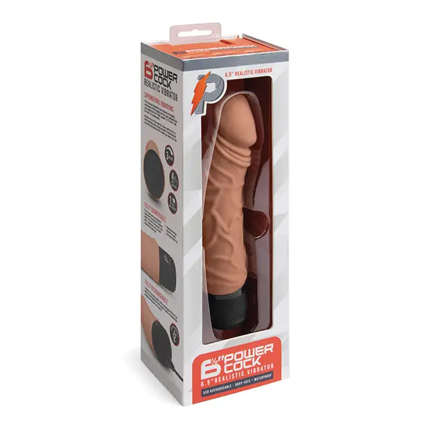 Powercocks 6.5’’ Realistic Vibrator - Mocha - Vibrators