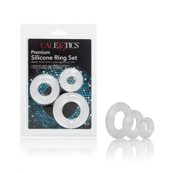 Premium Silicone Ring Set Pack of 3 - Clear - Penis Enhancement