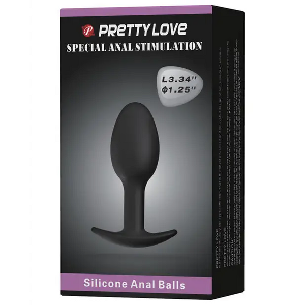 Pretty Love 3.34’’ Silicone Anal Plug w/Ball - Black - Anal Products