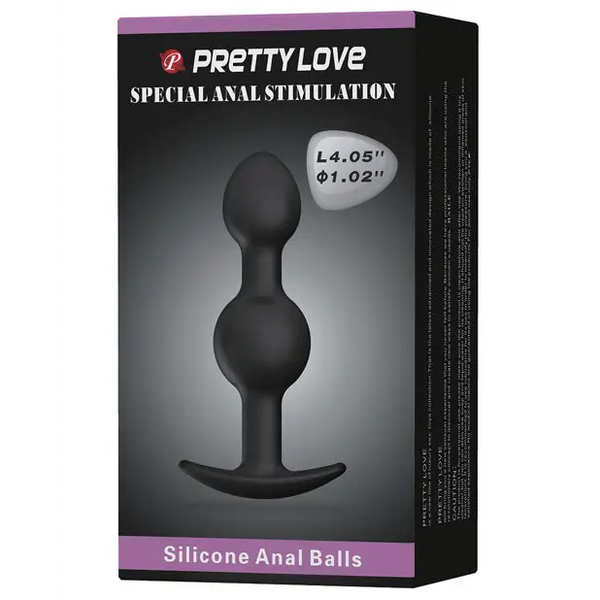 Pretty Love 4.05’’ Silicone Anal Plug w/Ball - Black - Anal Products