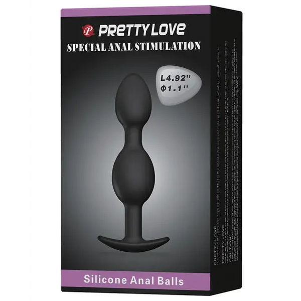 Pretty Love 4.92’’ Silicone Anal Plug w/Ball - Black - Anal Products