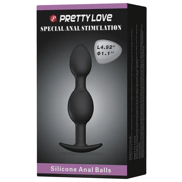 Pretty Love 4.92’’ Silicone Anal Plug w/Ball - Black - Anal Products