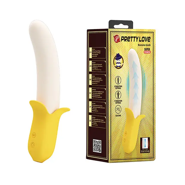 Pretty Love Banana Geek Thrusting Vibrator - Yellow - Vibrators