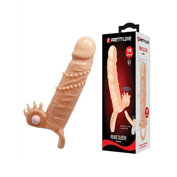 Pretty Love Connor 6.7’’ Vibrating Penis Sleeve - Ivory - Penis Enhancement