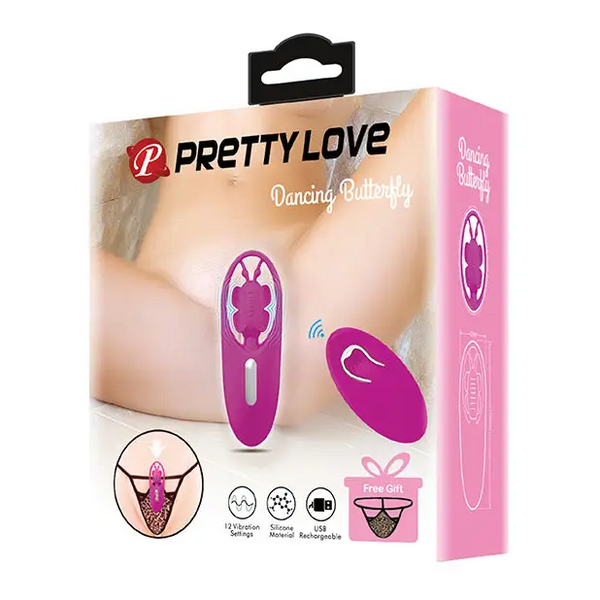 Pretty Love Dancing Butterfly Panty Vibe w/Free Panty - Fuchsia - Stimulators