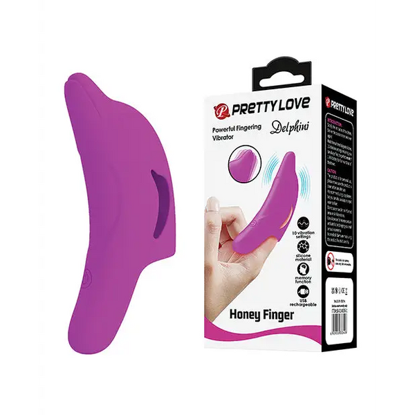 Pretty Love Delphini Dolphin Honey Finger Vibe - Fuchsia - Stimulators