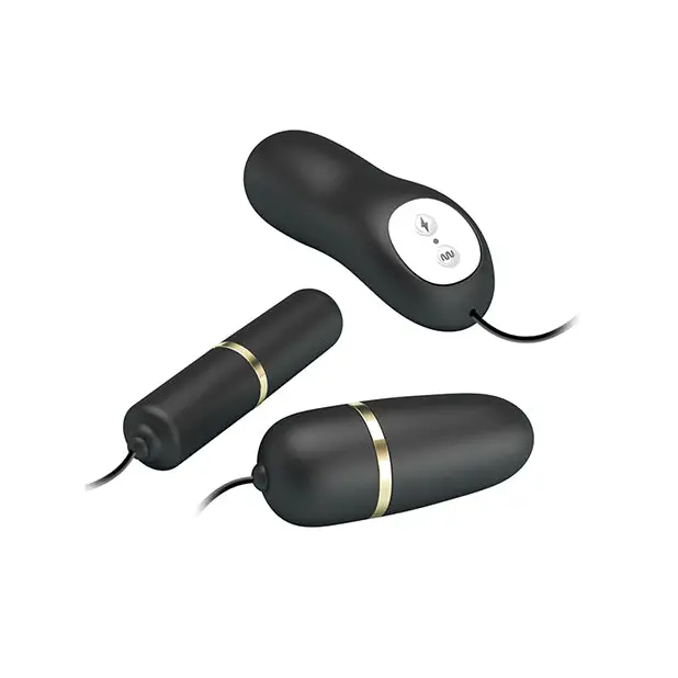 Pretty Love Double Vibro Bullets w/Electrostim - Black - Stimulators