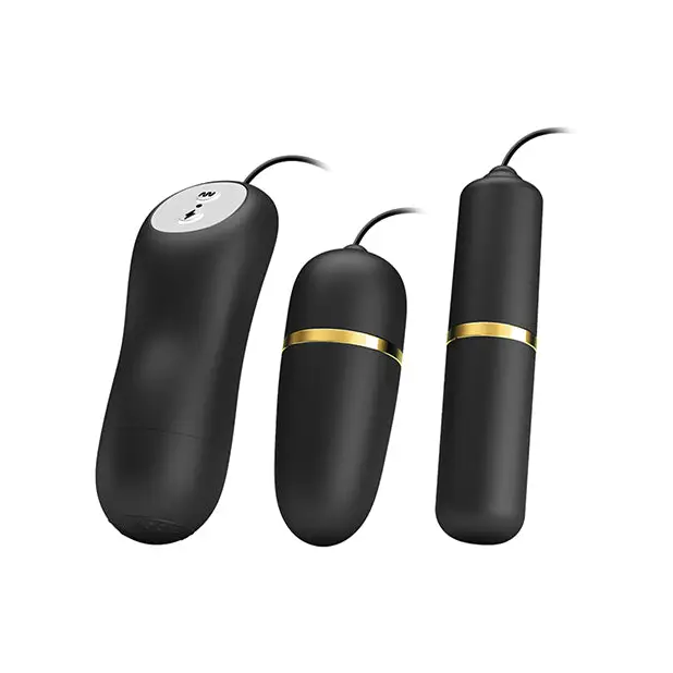Pretty Love Double Vibro Bullets w/Electrostim - Black - Stimulators