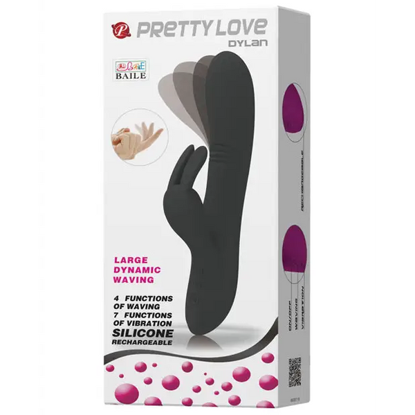 Pretty Love Dylan Bunny Ears Come Hither Rabbit 11 Function - Black - Vibrators