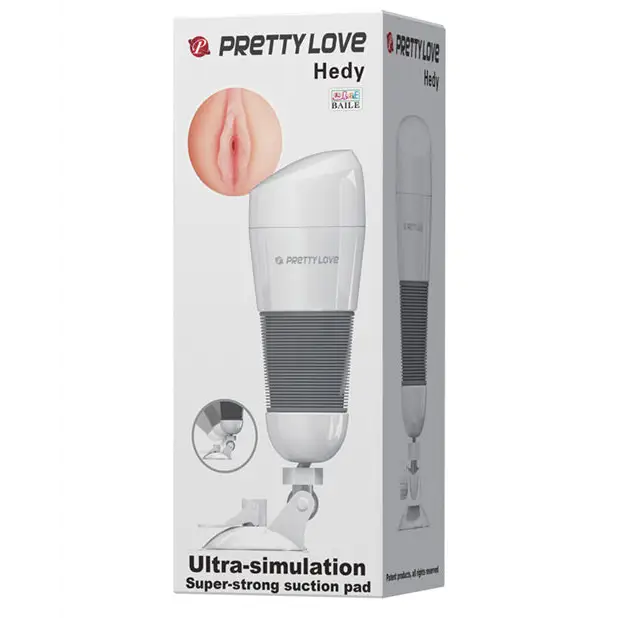 Pretty Love Hedy Suction Pad Stroker w/Bullet - White - Dolls & Masturbators