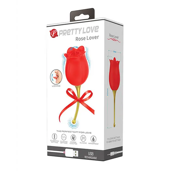 Pretty Love Licking Rose Lover Dual Ended - Rose - Stimulators