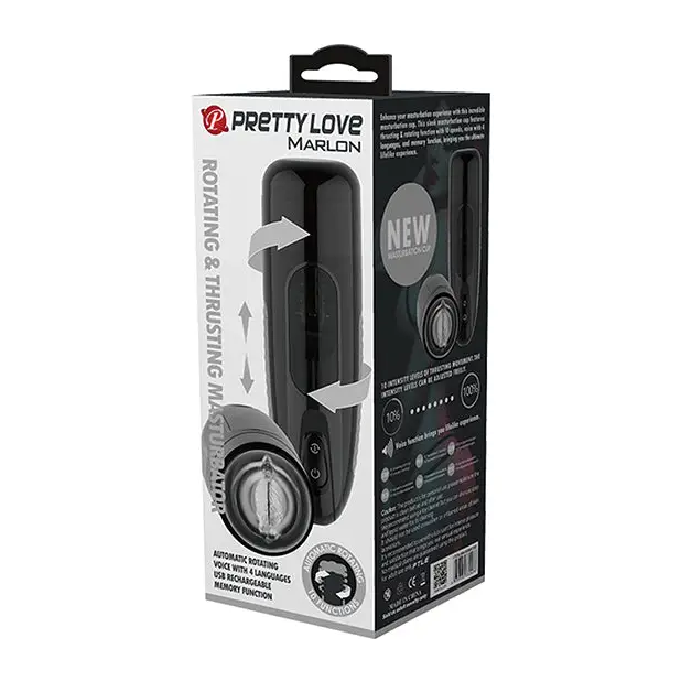 Pretty Love Marlon Thrusting & Rotating Masturbator - Black - Dolls & Masturbators
