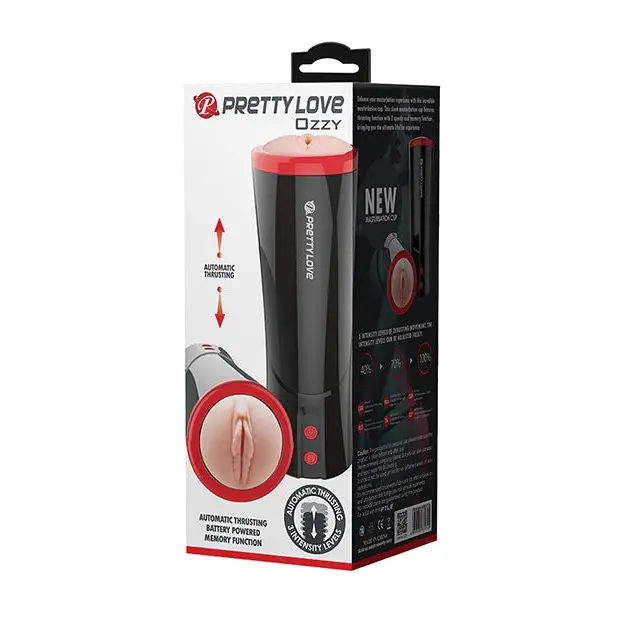 Pretty Love Ozzy Thrusting Male Masturbator w/Flesh Sleeve - Black - Dolls & Masturbators