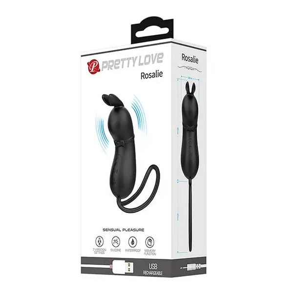 Pretty Love Rosalie Tethered Clit Stim - Black - Stimulators