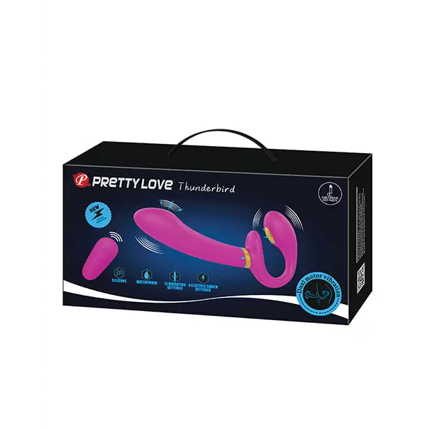 Pretty Love Thunderbird Electrostim Strapless Strap On - Fuchsia - Strap Ons