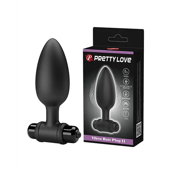 Pretty Love Vibra Butt Plug II - Black - Anal Products