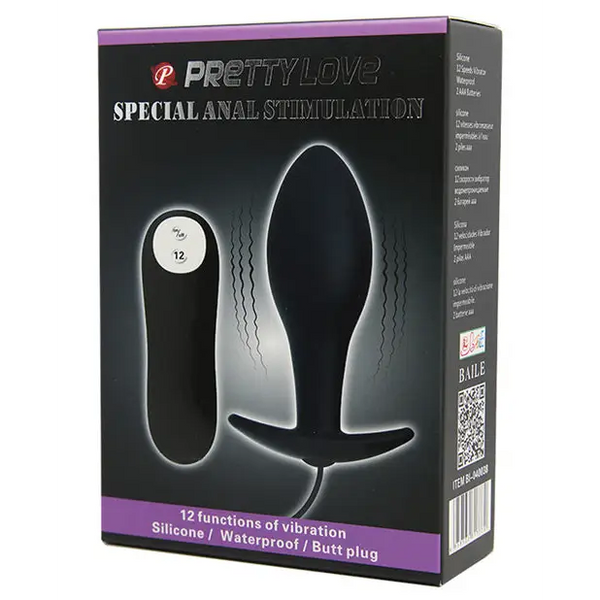 Pretty Love Vibrating Bulb Shaped Butt Plug - Black - Anal Products