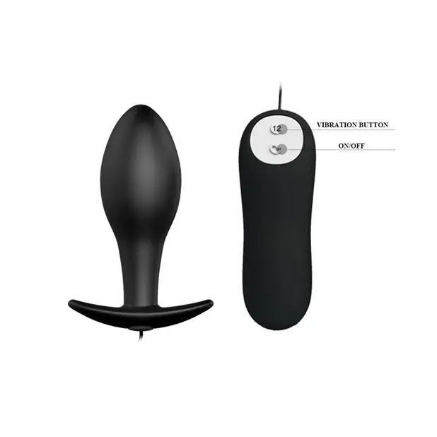 Pretty Love Vibrating Bulb Shaped Butt Plug - Black - Anal Products