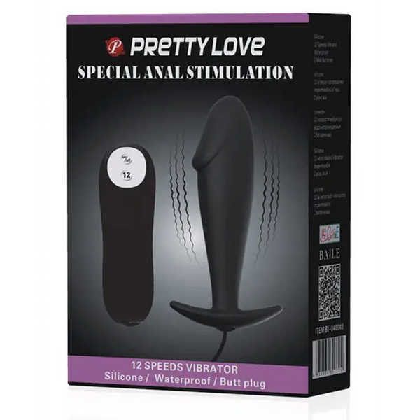 Pretty Love Vibrating Penis Shaped Butt Plug - Black - Anal Products
