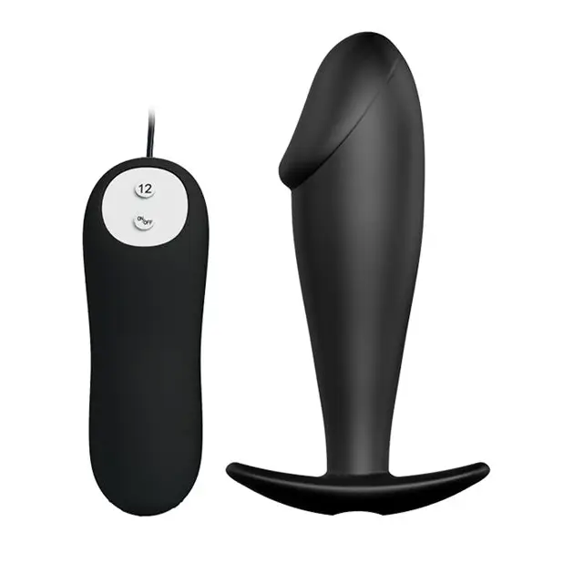 Pretty Love Vibrating Penis Shaped Butt Plug - Black - Anal Products