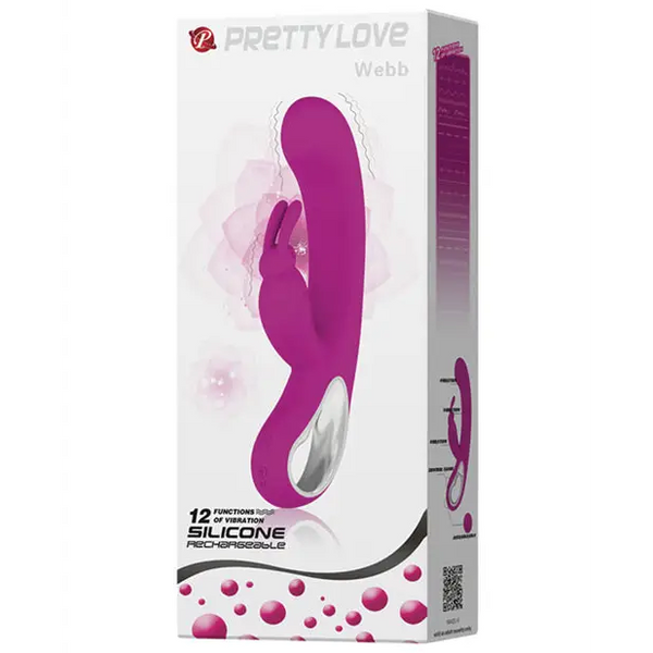 Pretty Love Webb Bunny Ears Rabbit w/Handle 12 Function - Fuchsia - Vibrators
