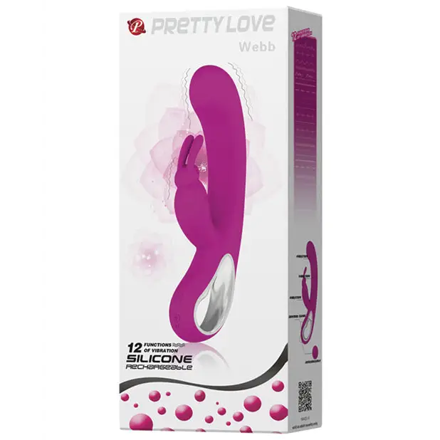 Pretty Love Webb Bunny Ears Rabbit w/Handle 12 Function - Fuchsia - Vibrators