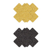 Pretty Pasties Glitter Cross Black/Gold - 2 Pair - Lingerie - Packaged