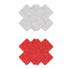 Pretty Pasties Glitter Cross Red/Silver - 2 Pair - Lingerie - Packaged