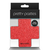 Pretty Pasties Glitter Cross Red/Silver - 2 Pair - Lingerie - Packaged