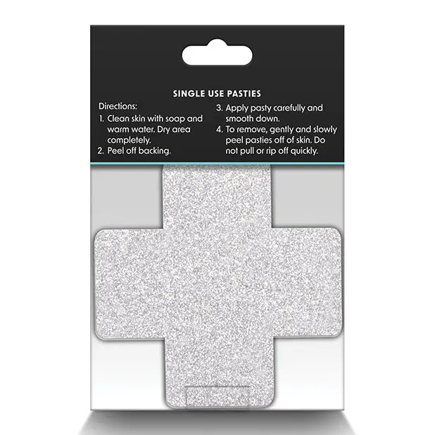 Pretty Pasties Glitter Cross Red/Silver - 2 Pair - Lingerie - Packaged