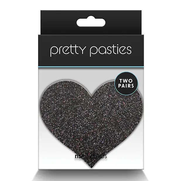 Pretty Pasties Glitter Hearts Black/Gold - 2 Pair - Lingerie - Packaged