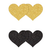 Pretty Pasties Glitter Hearts Black/Gold - 2 Pair - Lingerie - Packaged